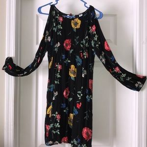 Old Navy Black Dress w/ Multicolor Floral Pattern